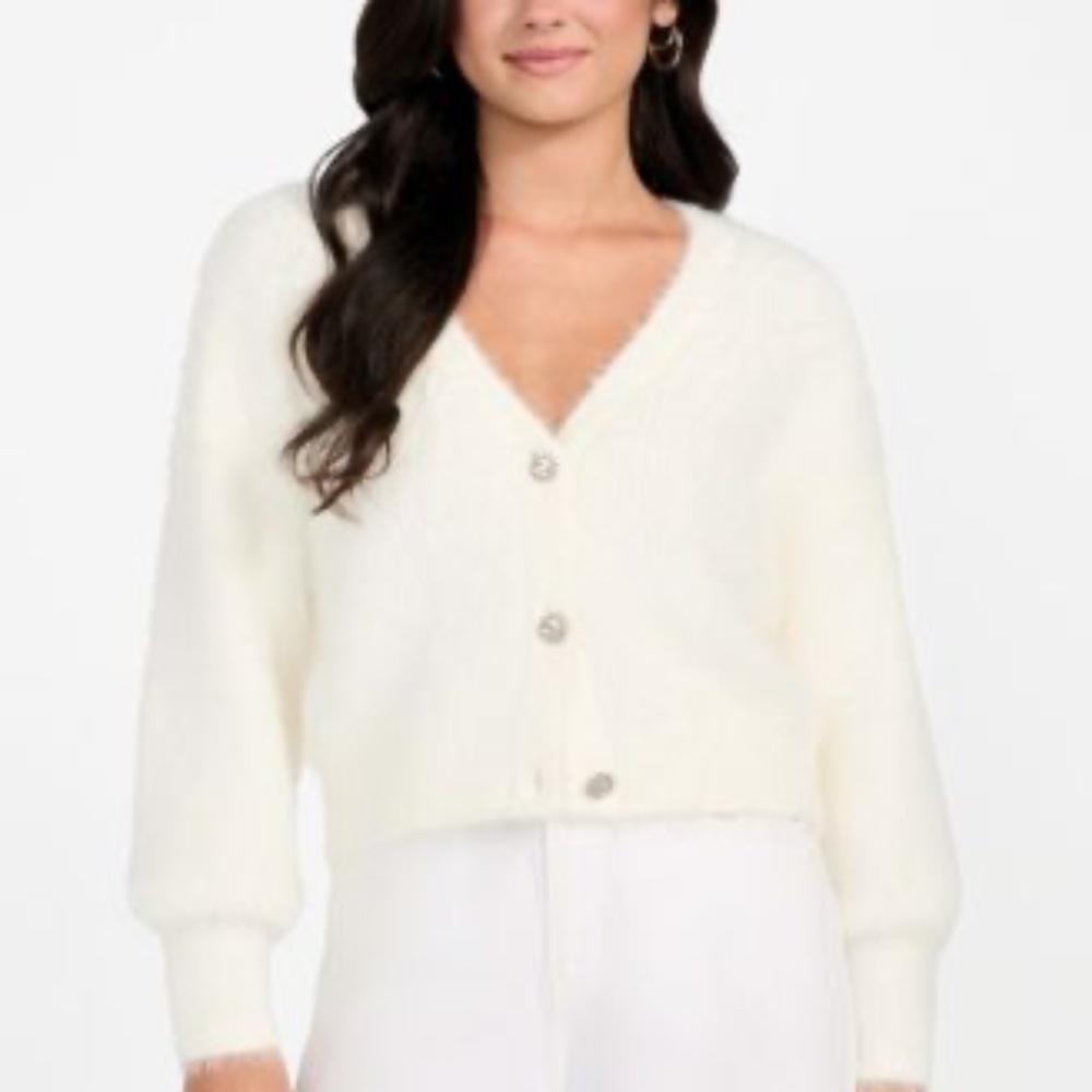 BCBGeneration cropped fuzzy sweater large
